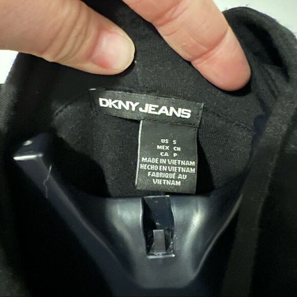 DKNY Black Hooded Cardigan W Pockets Size Small - Picture 3 of 10